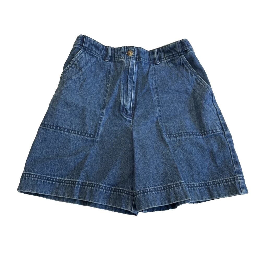 vintage Pendleton Denim Jean Shorts Women 2 4 Wide Leg Baggy High Waist Blue